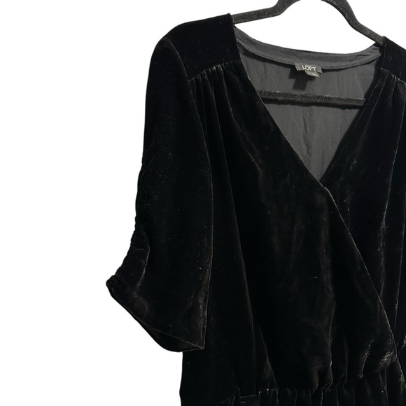 LOFT black velvet crossover neck v neck romper 4 - Picture 6 of 14